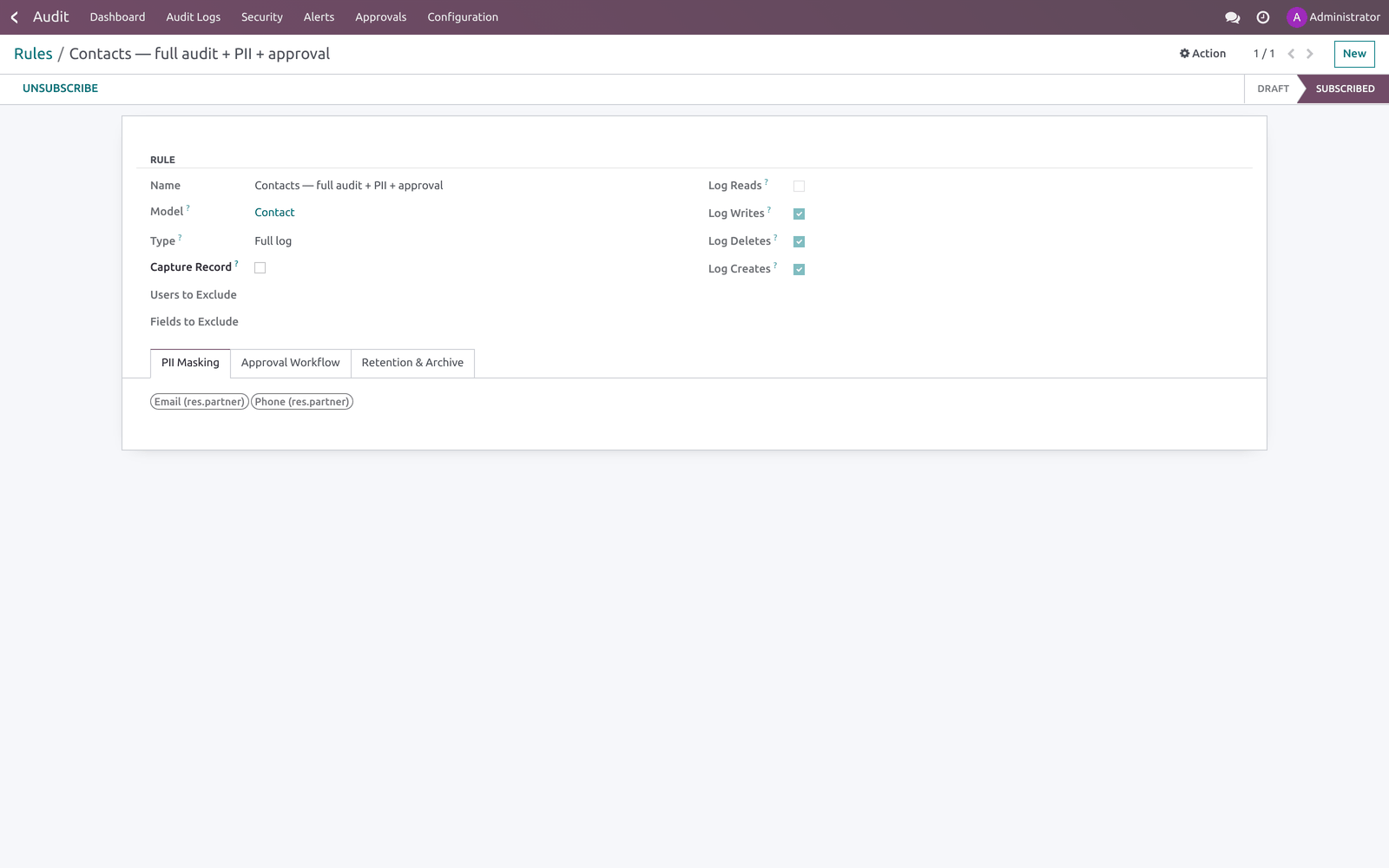 Rule form - bambooforge_audit_pro