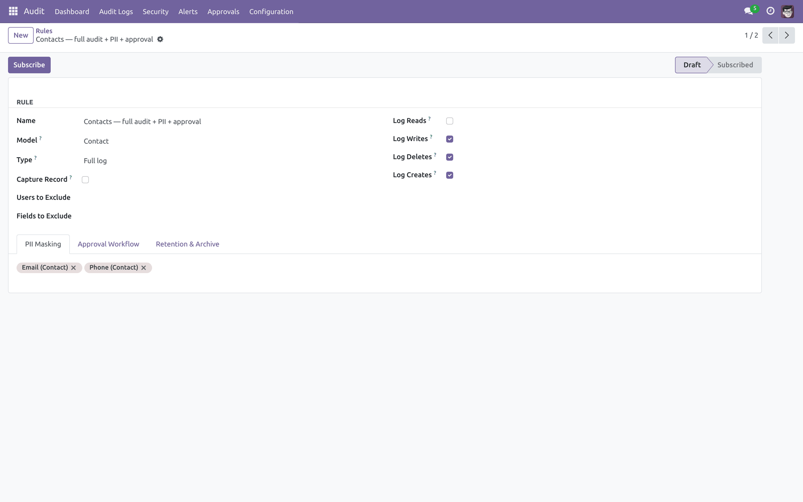 Rule form - bambooforge_audit_pro