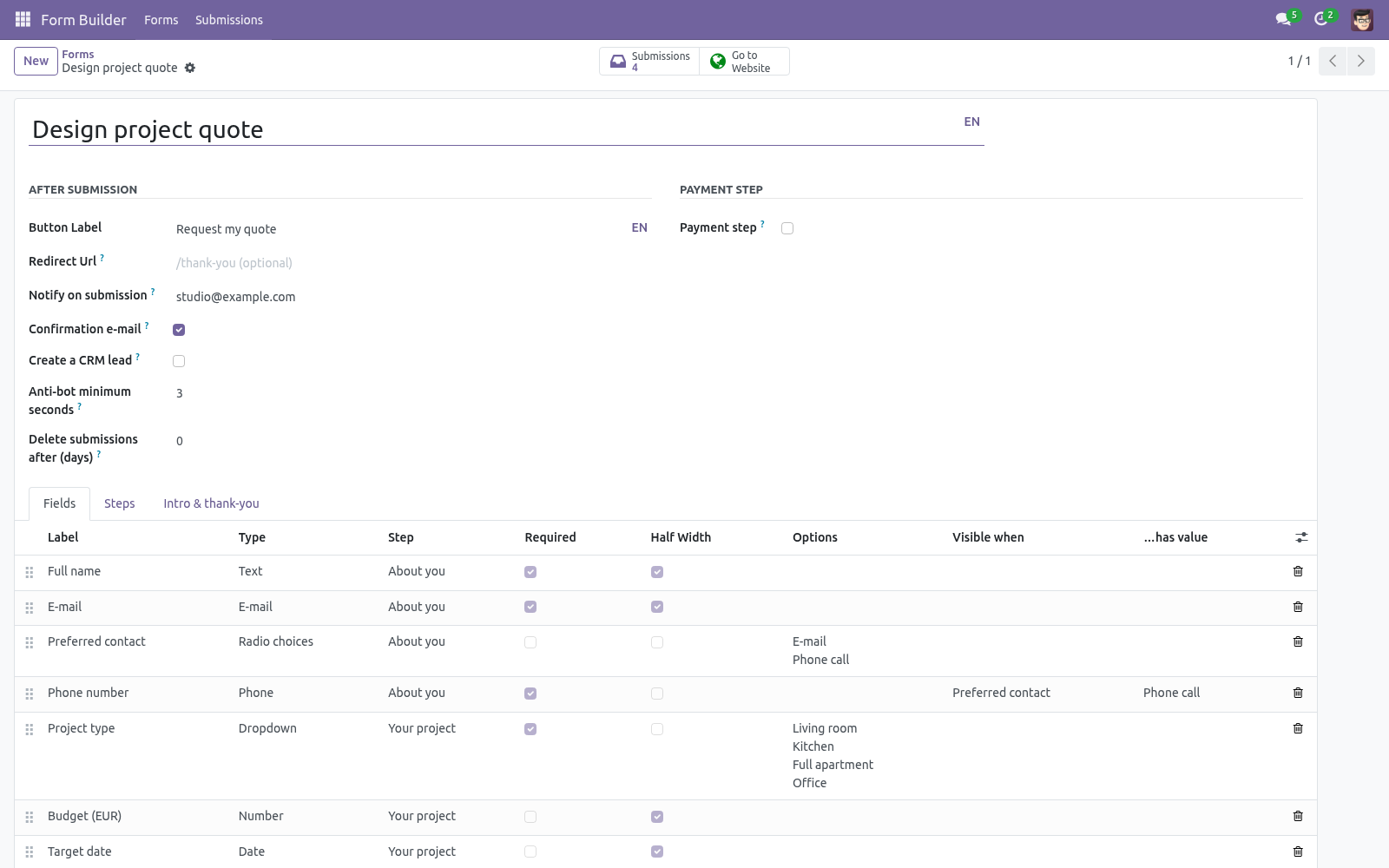 Form builder - bambooforge_form_builder