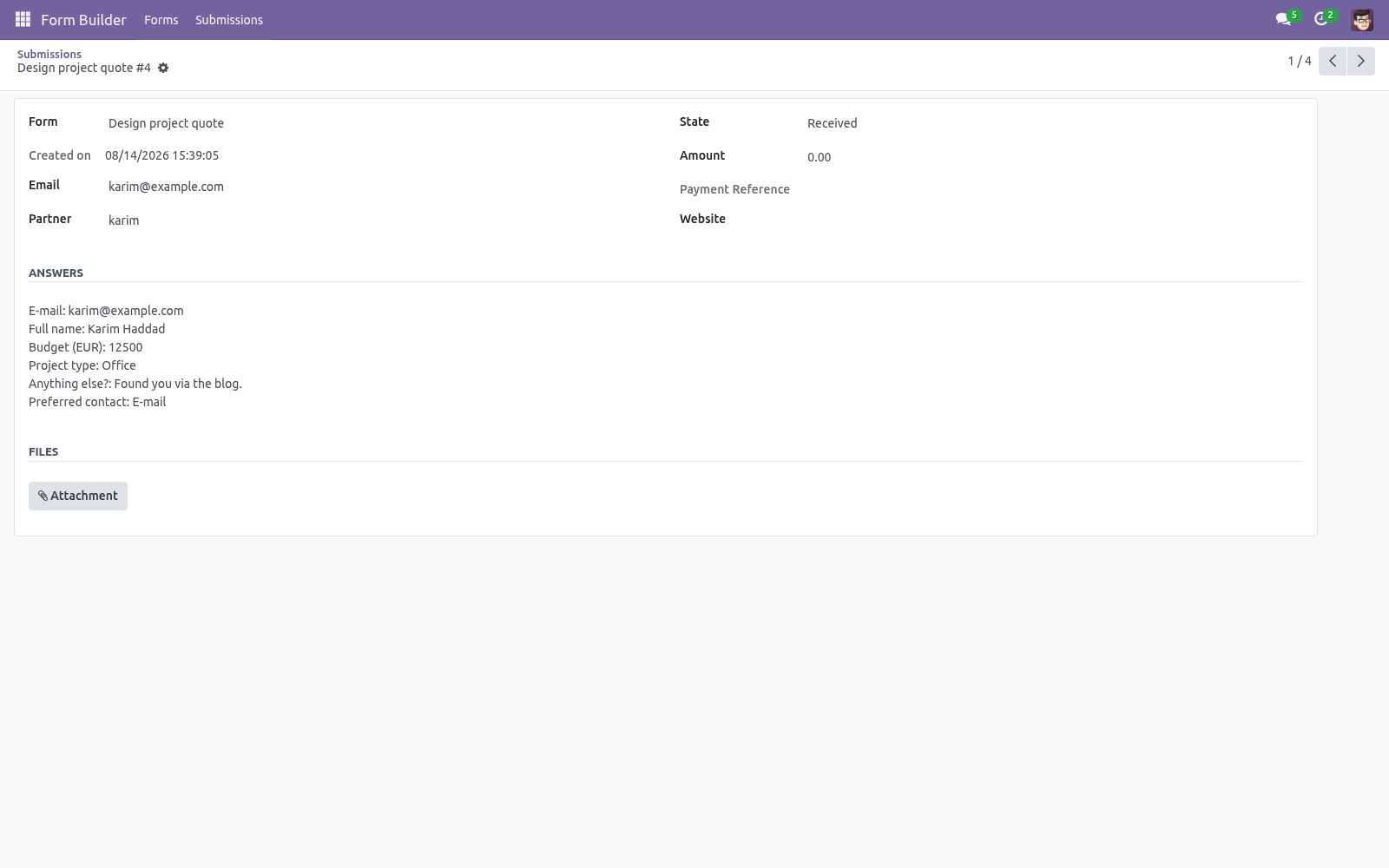 Form submission detail - bambooforge_form_builder
