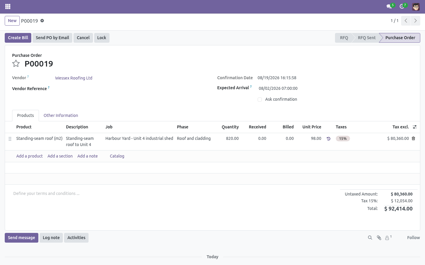 Purchase - bambooforge_job_costing