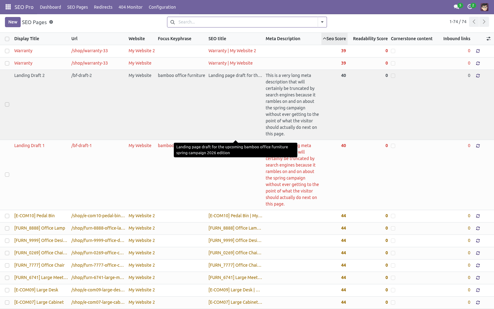 Bulk editor - bambooforge_seo_pro
