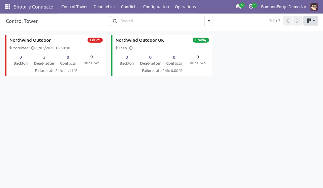 06 control tower - bambooforge_shopify_connector