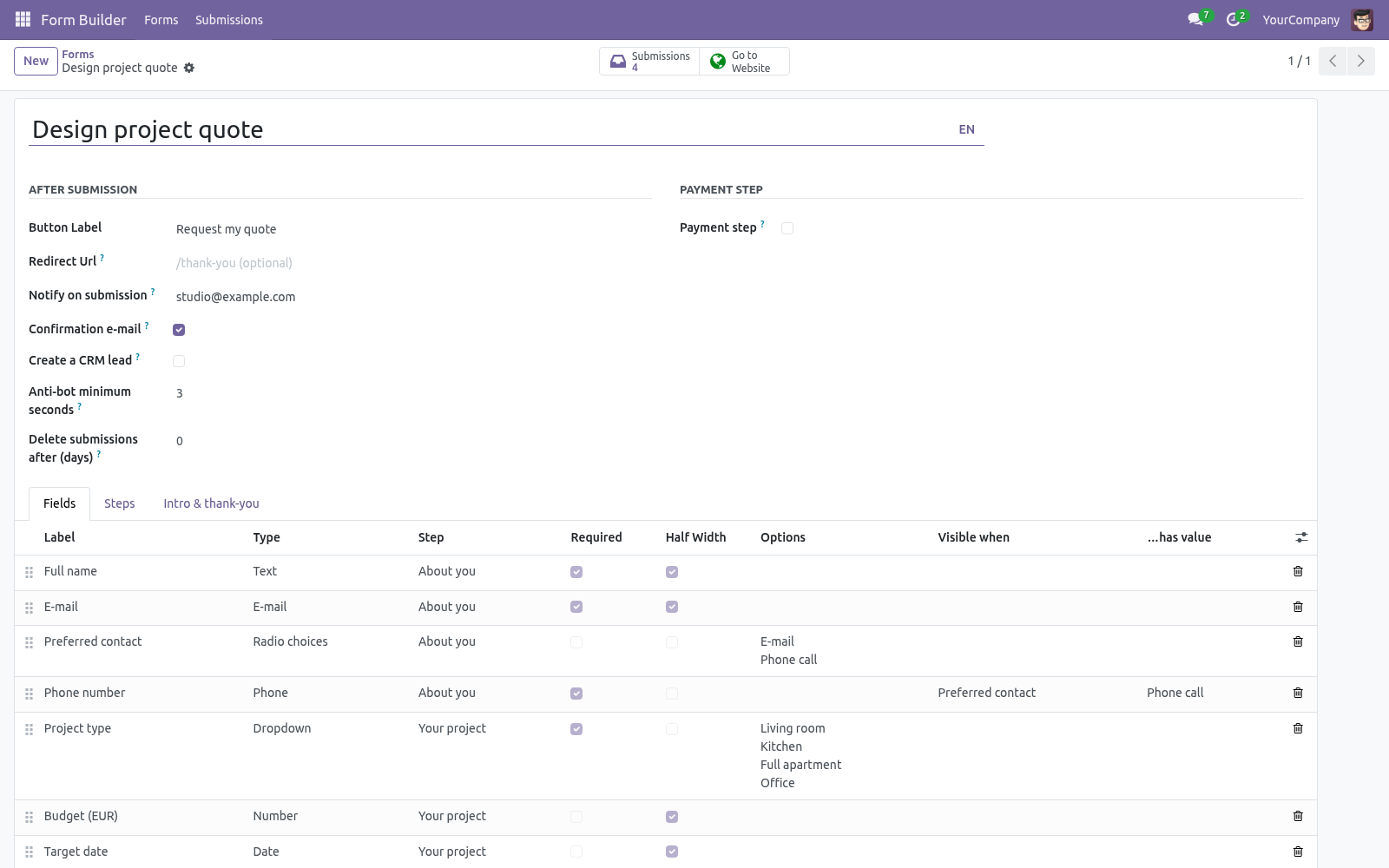 Form builder - bambooforge_form_builder