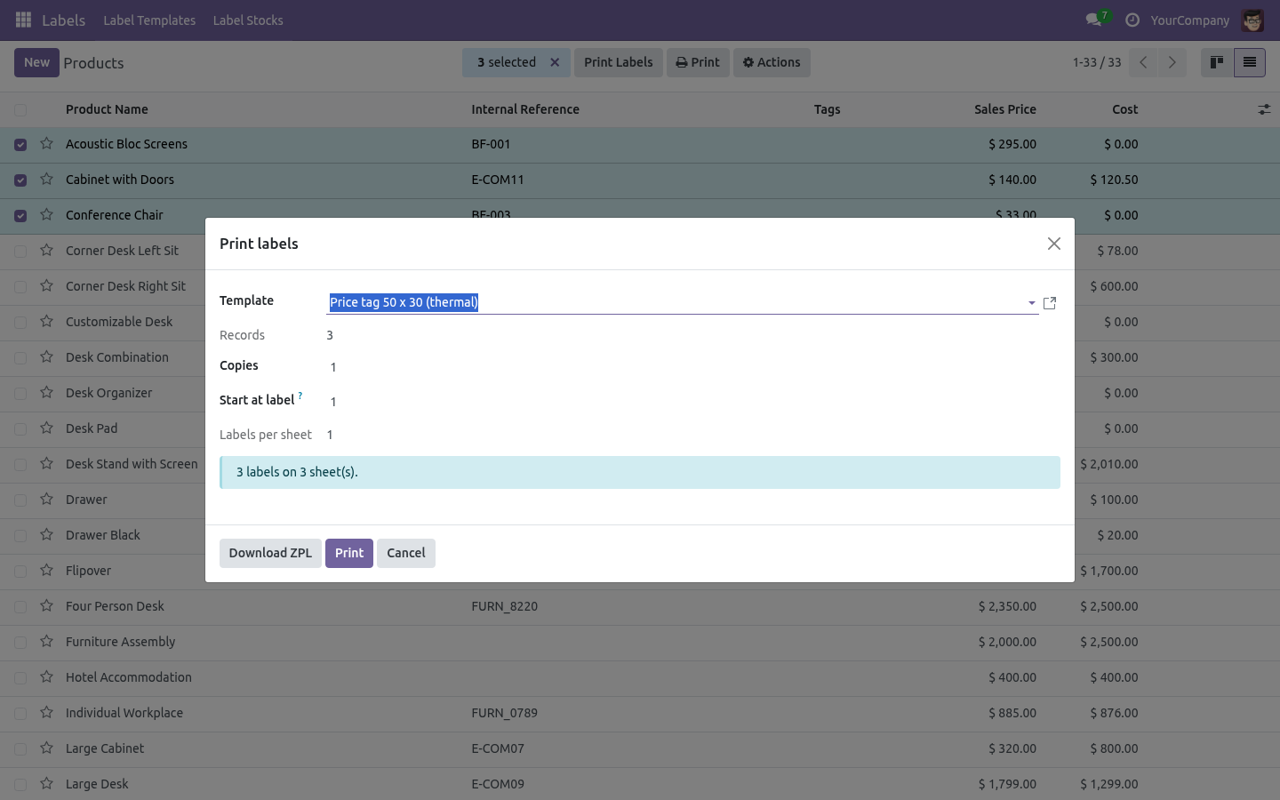 Print dialog - bambooforge_label_designer