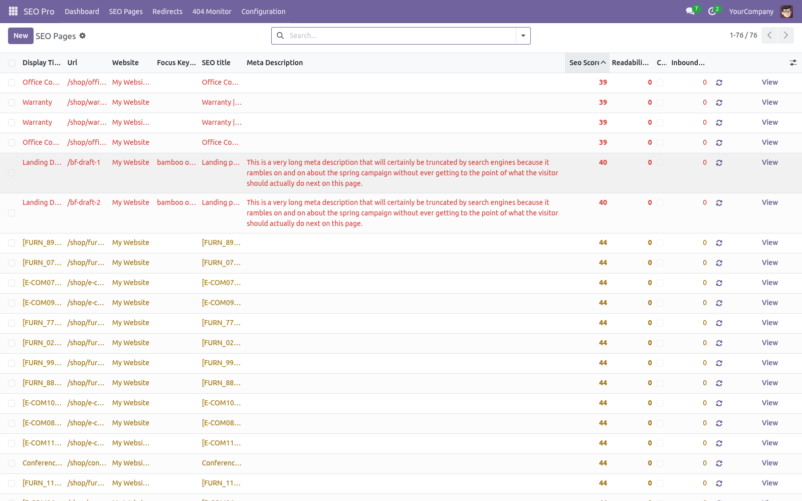 Bulk editor - bambooforge_seo_pro