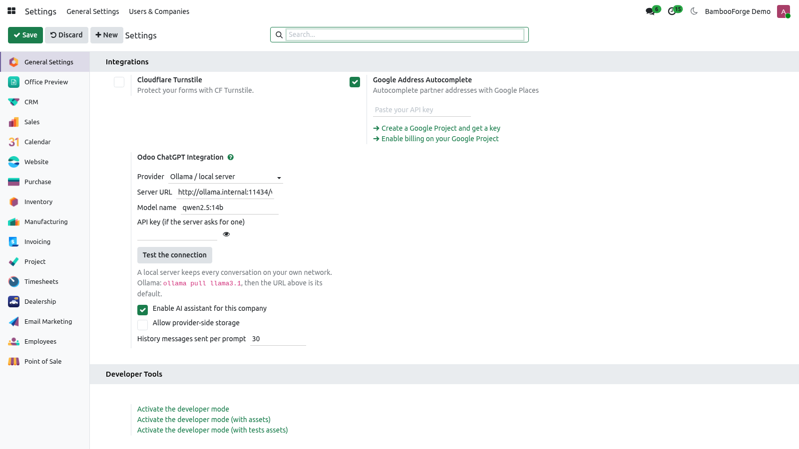 Local server - bambooforge_ai_assistant