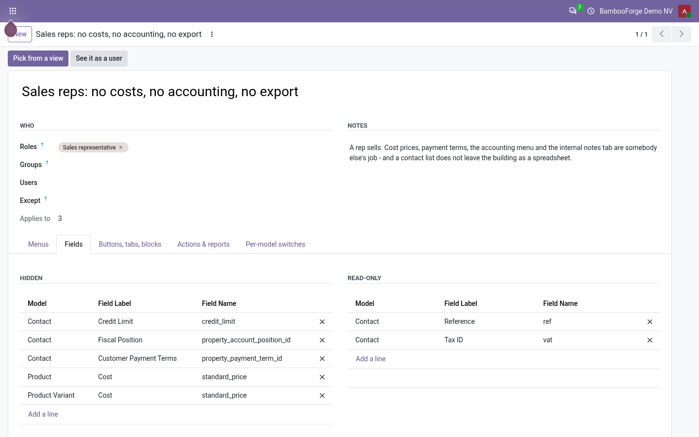 Hide rule - bambooforge_access_manager