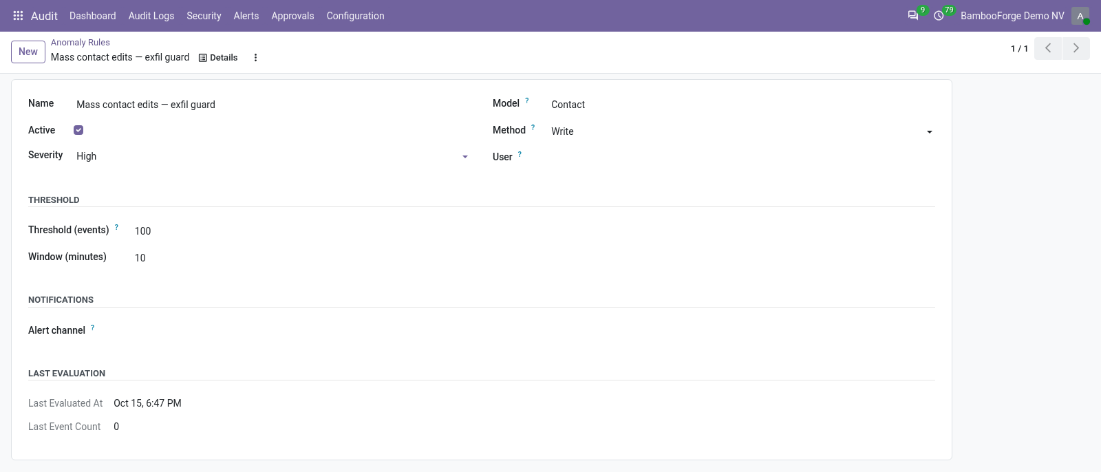 Anomaly rule form - bambooforge_audit_pro