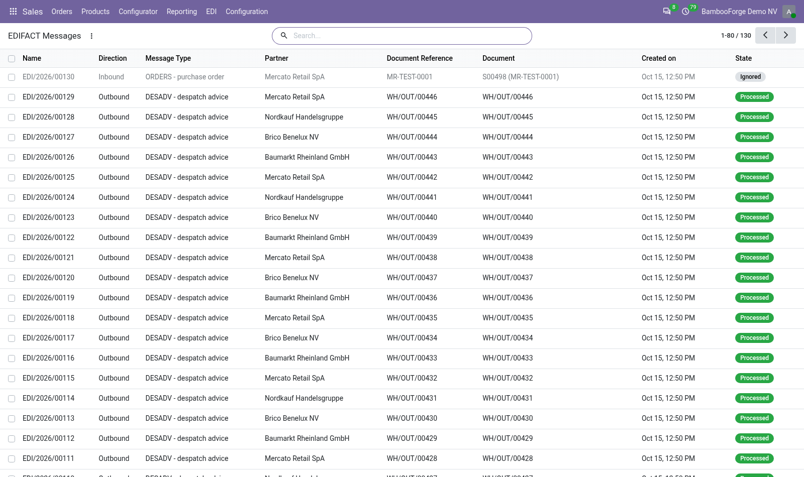 Messages - bambooforge_edifact