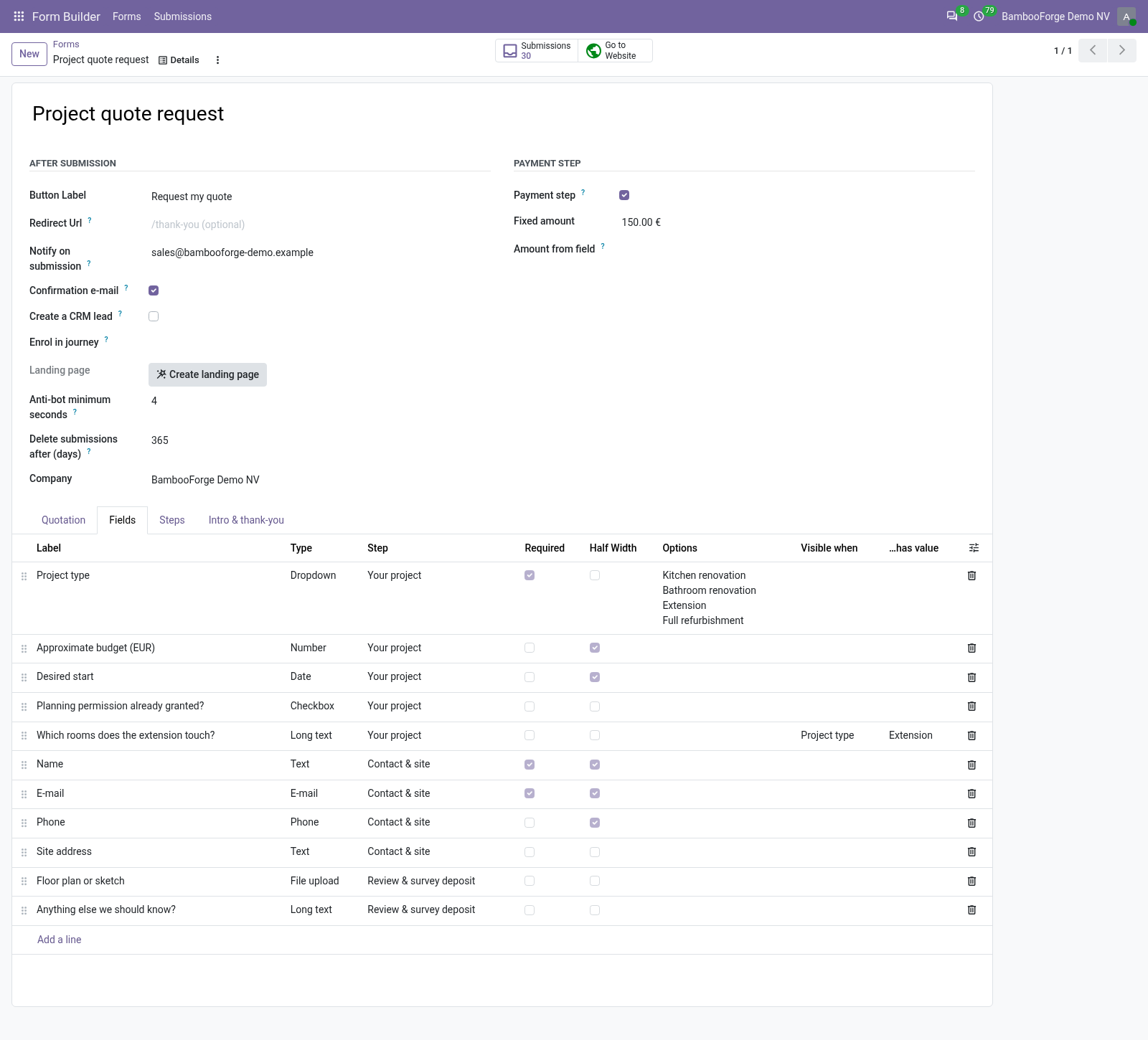 Form builder - bambooforge_form_builder