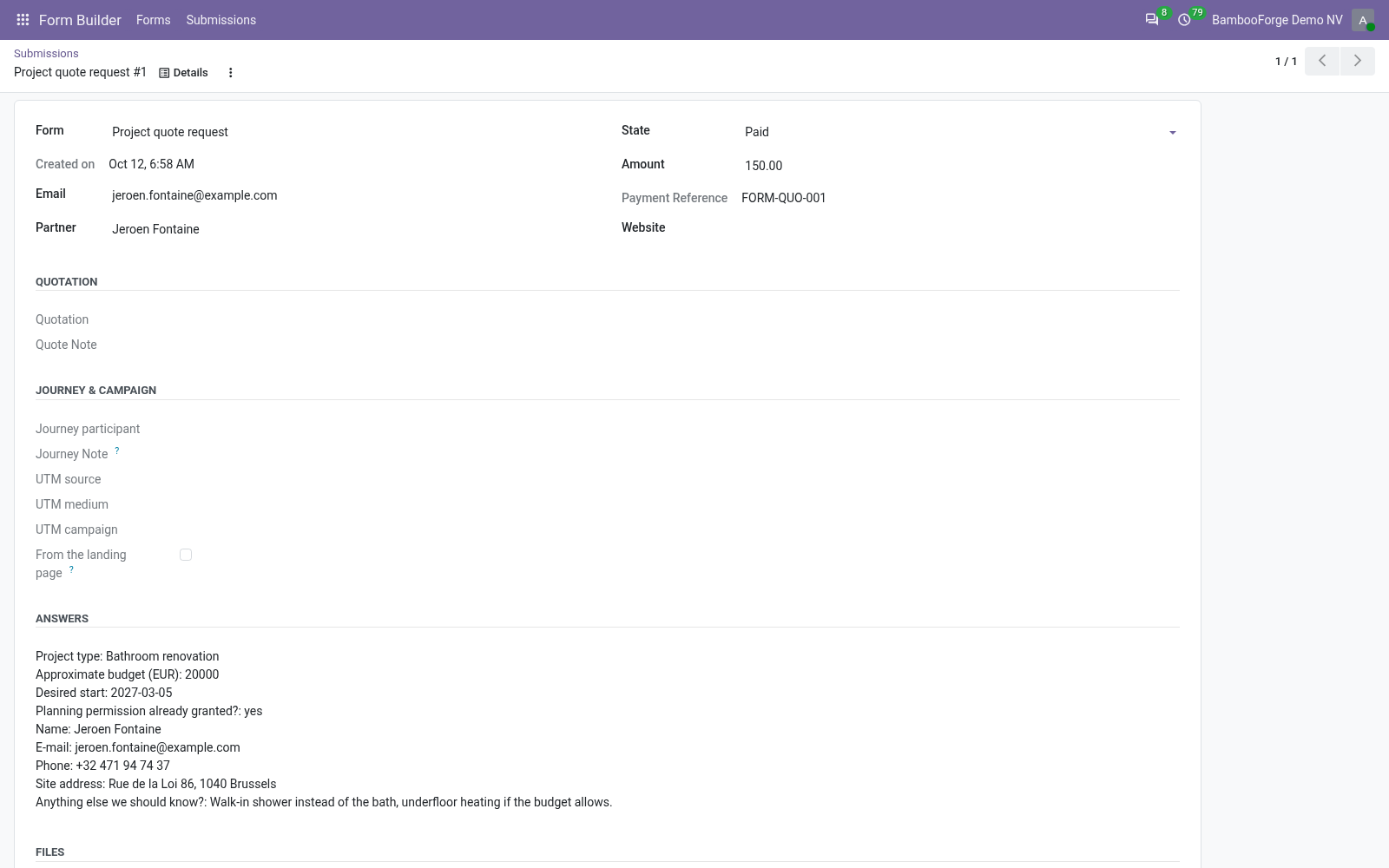 Form submission detail - bambooforge_form_builder