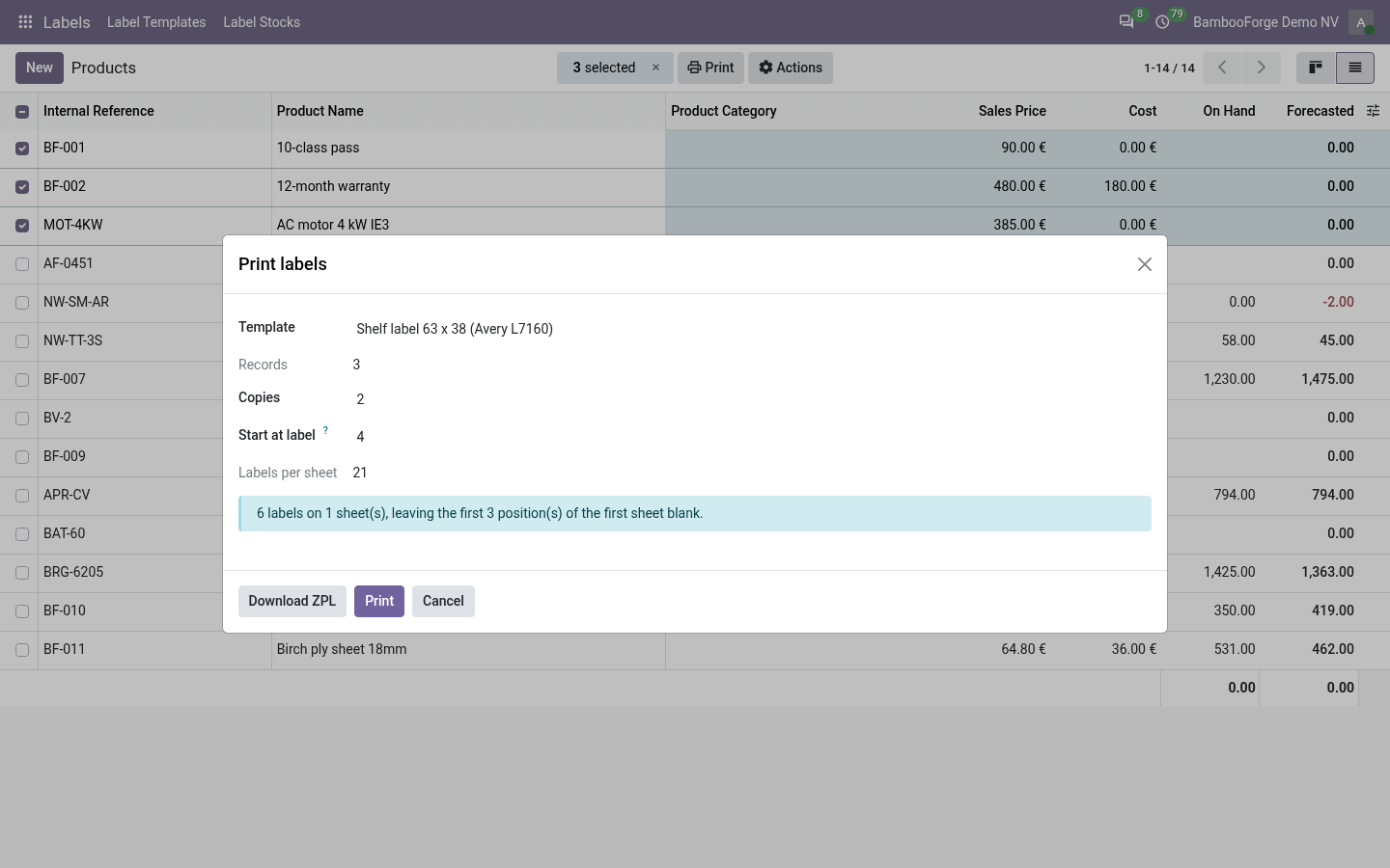 Print dialog - bambooforge_label_designer