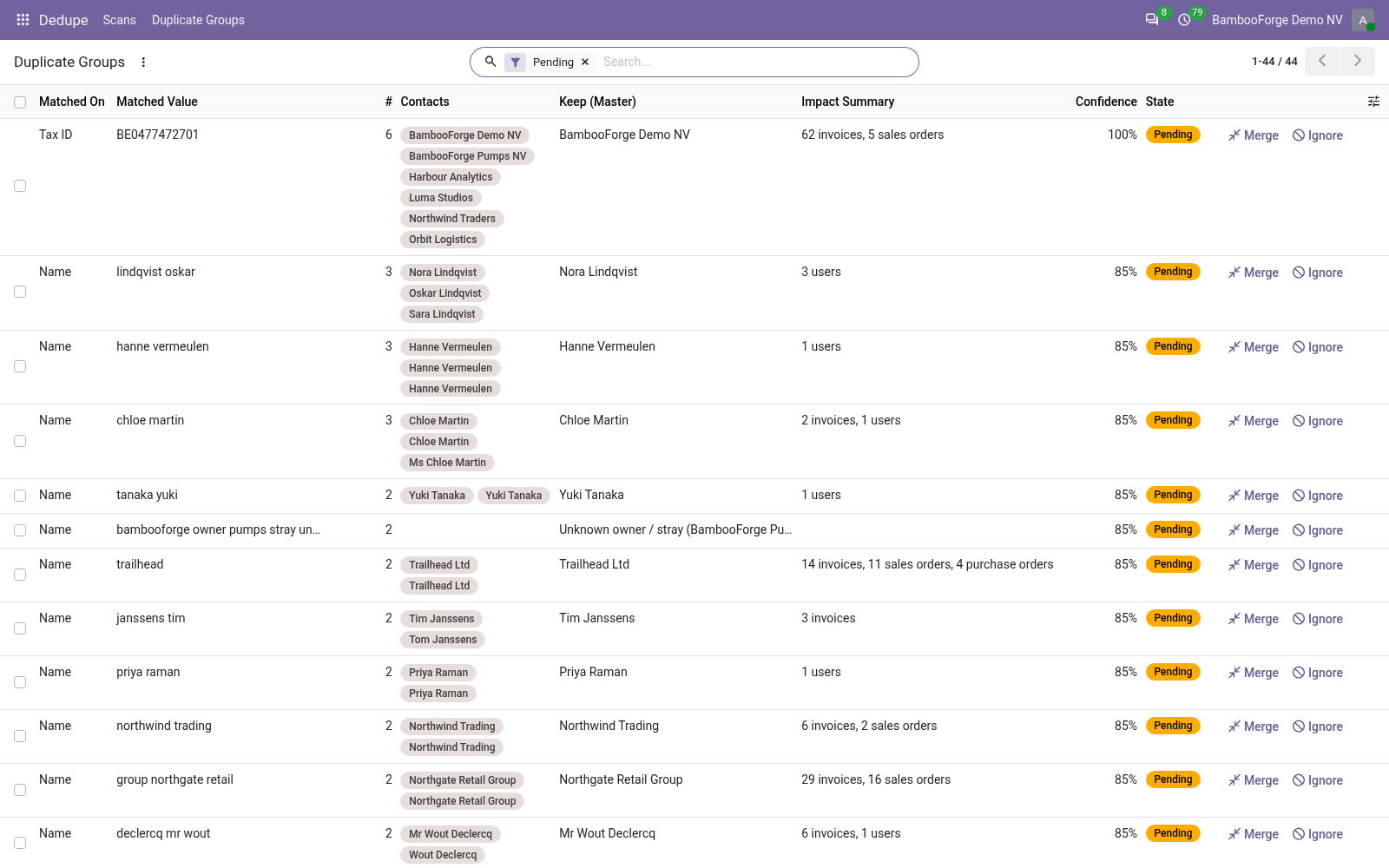 Groups list - bambooforge_partner_dedupe