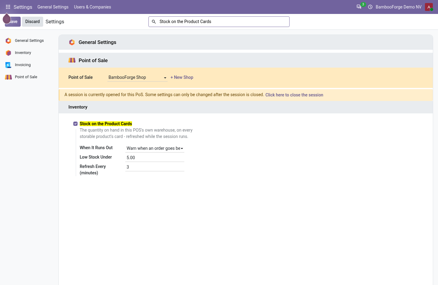 Settings - bambooforge_pos_stock