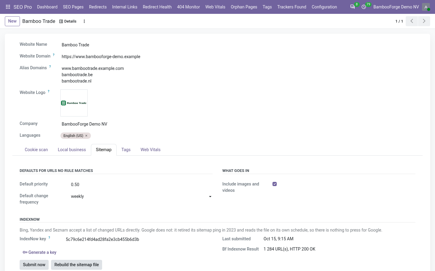 Settings - bambooforge_sitemap_pro