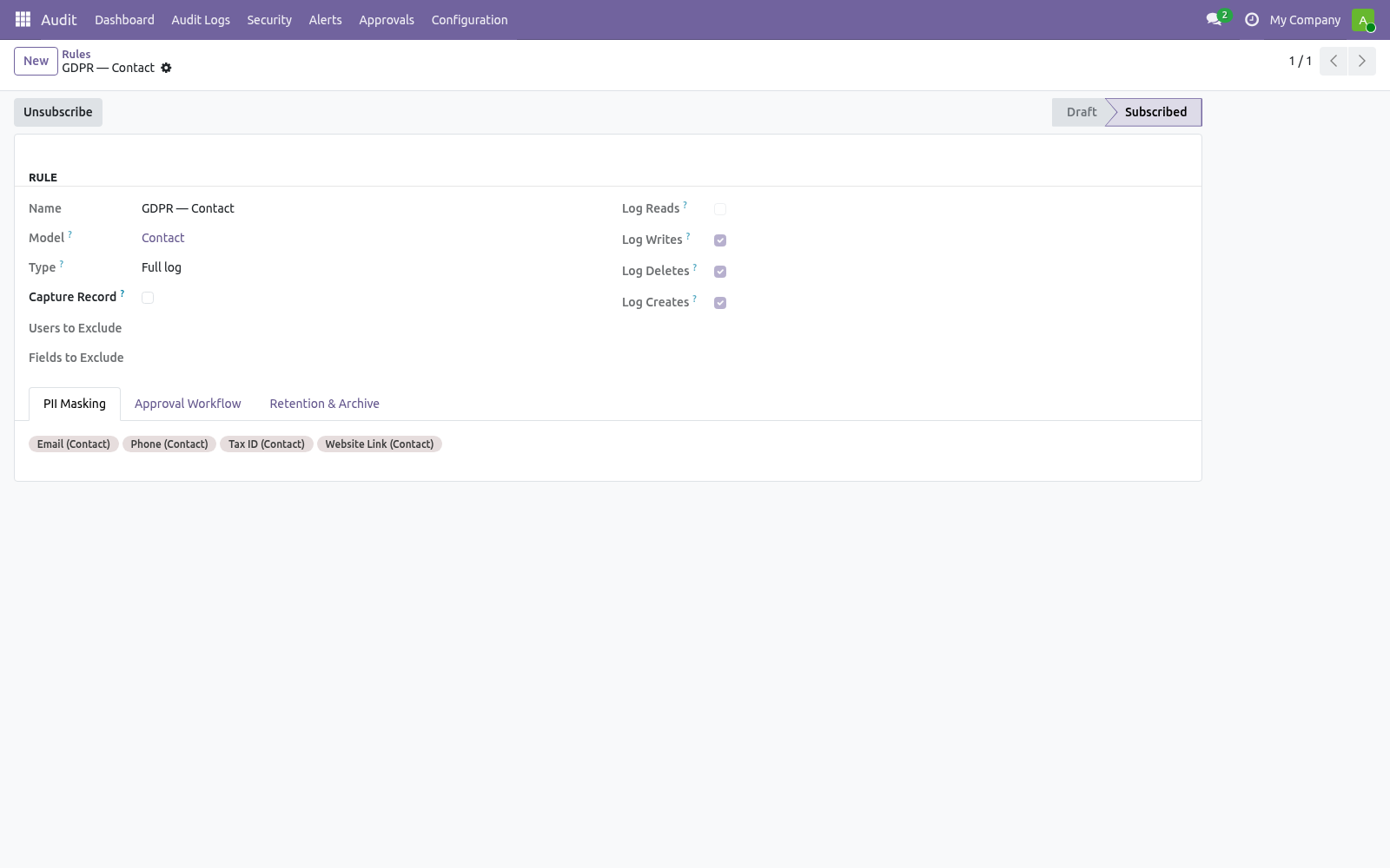 Rule form - bambooforge_audit_pro