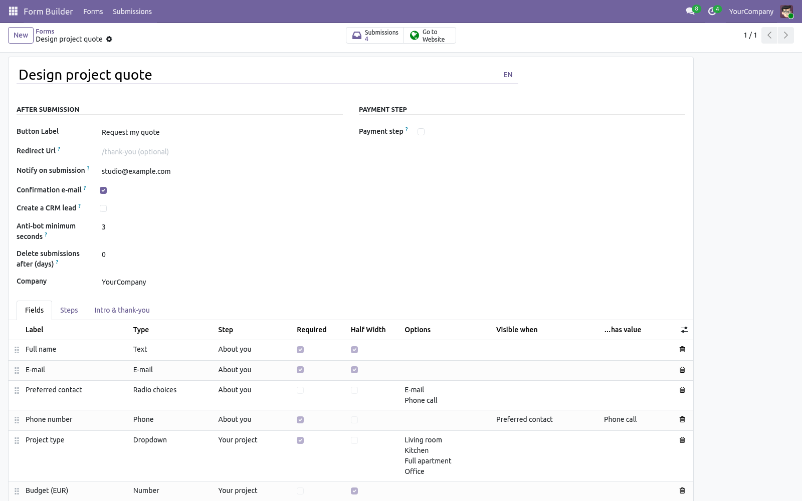 Form builder - bambooforge_form_builder