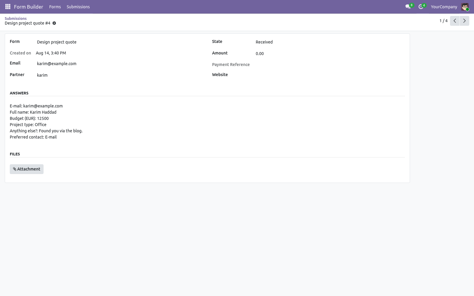 Form submission detail - bambooforge_form_builder