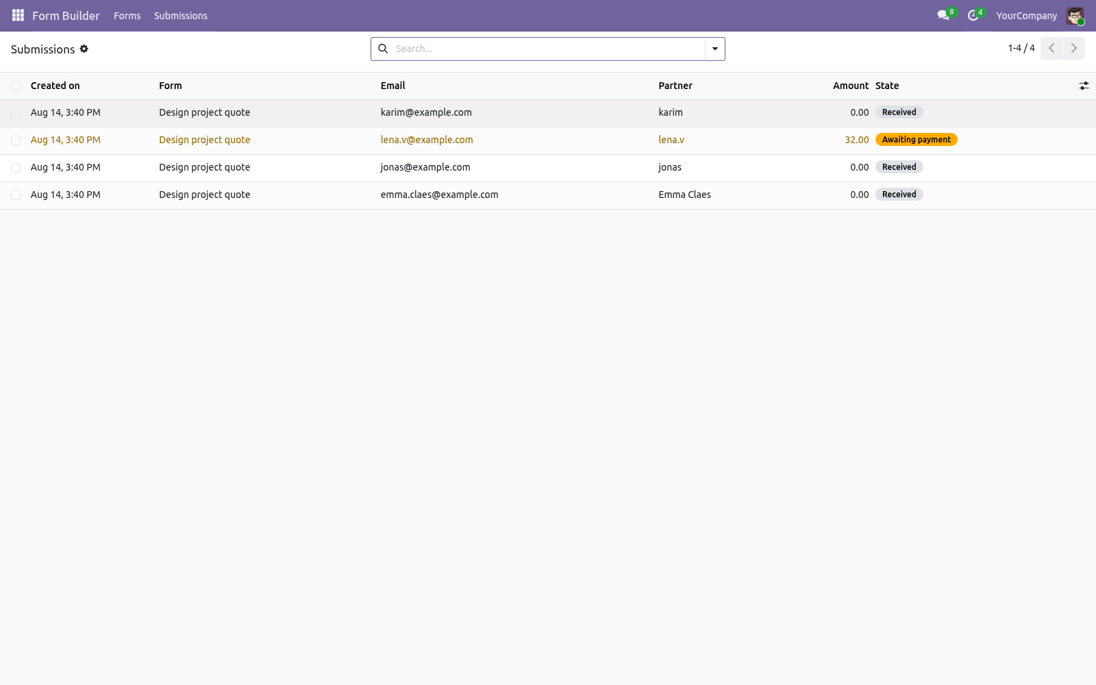 Form submissions - bambooforge_form_builder