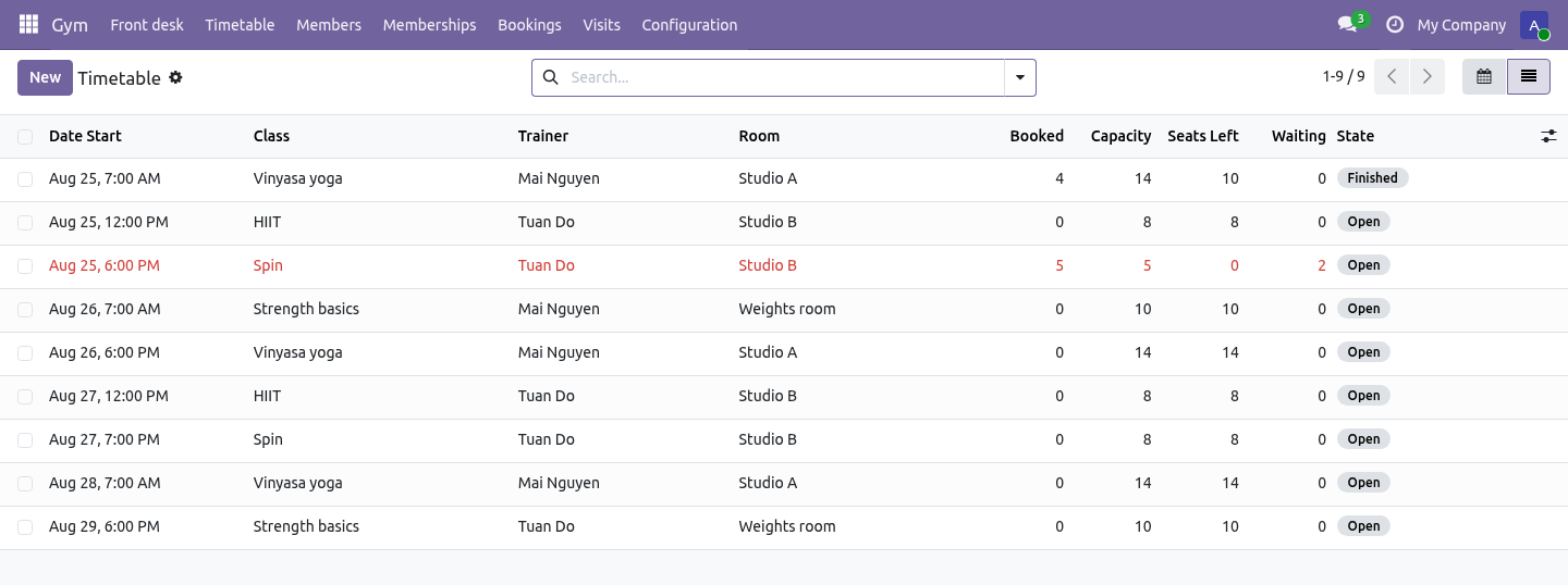 Timetable - bambooforge_gym