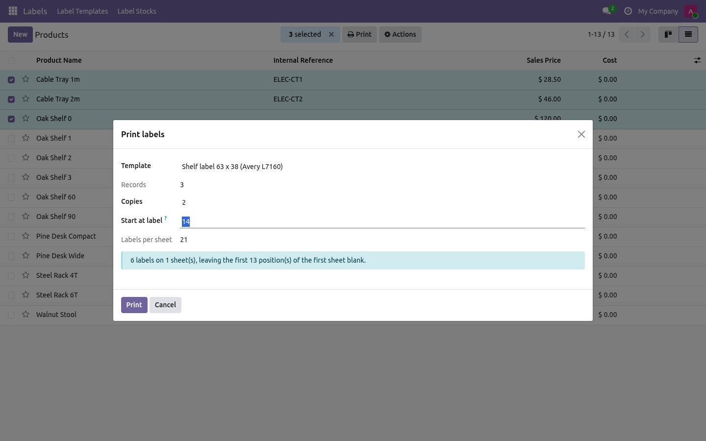 Print dialog - bambooforge_label_designer