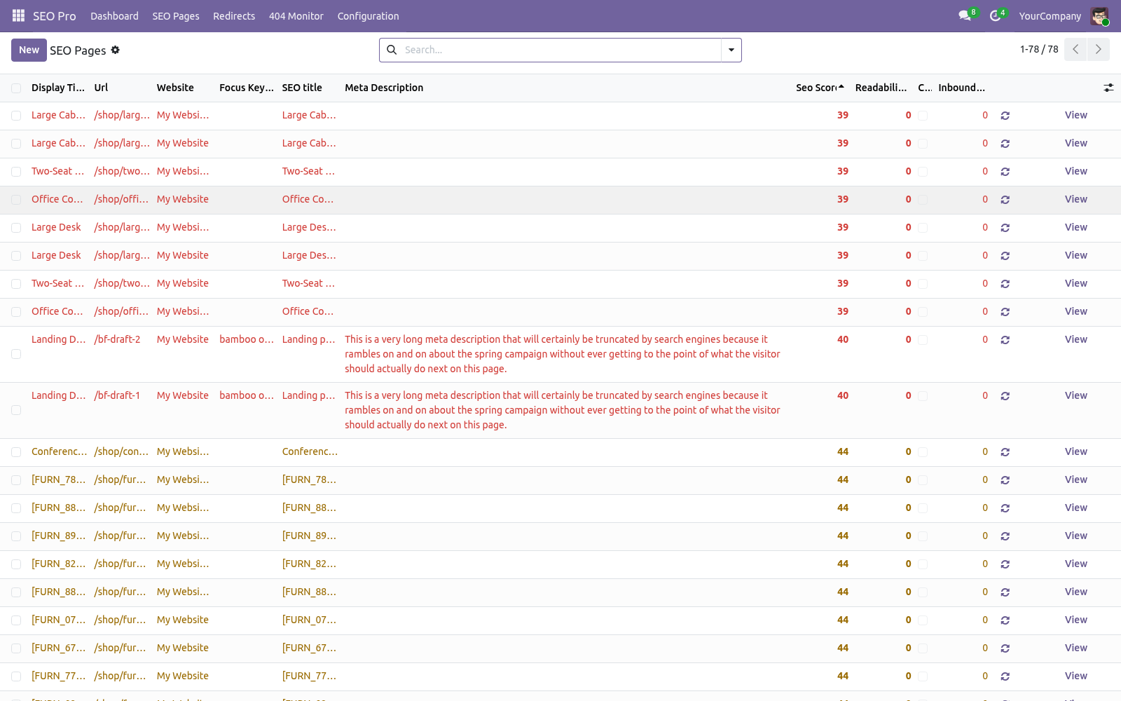 Bulk editor - bambooforge_seo_pro